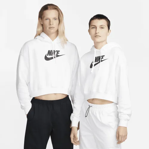 Nike Sportswear Club Fleece женская оверсайз Crop Graphic Толстовка с капюшоном цвет белый