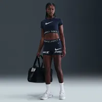 Nike Pro жіноча Dri-FIT Short-Sleeve Cropped Graphic Top блакитний