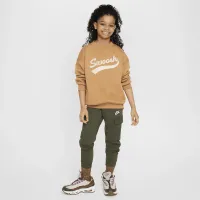 Nike Sportswear Club Fleece Big детские (Girls') оверсайз Crew-Neck свитшот цвет коричневый