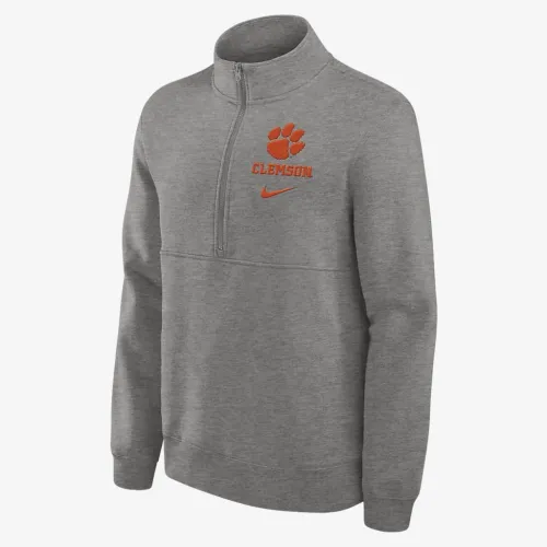Clemson Tigers Primetime Club мужские Nike College 1/2-Zip Crew цвет серый