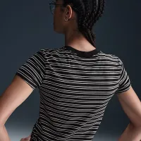Nike Sportswear Chill Knit жіноча Slim Striped футболка колір чорний
