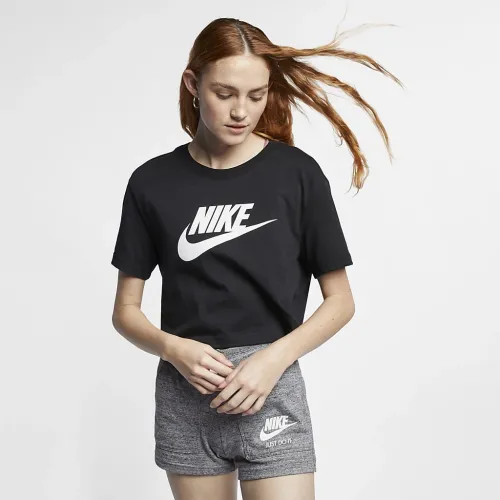 Nike Sportswear Essential женская Cropped Logo футболка цвет черный