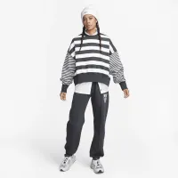 Nike Sportswear Phoenix Fleece женская Over-оверсайз Striped Crew-Neck свитшот цвет черный