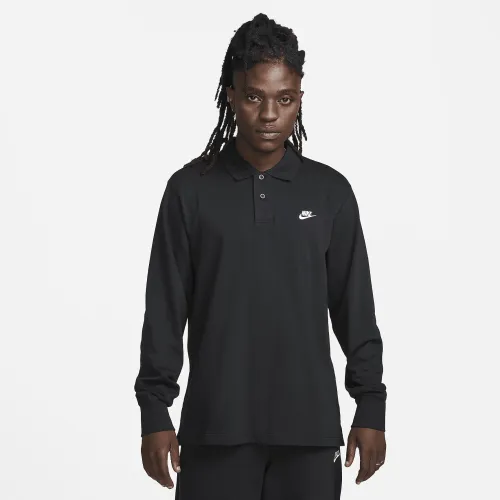 Nike Club чоловічі Long-Sleeve Knit Polo колір чорний