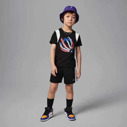 Nike Jordan Little дитячі Bball Fire Mixed 2-Piece шорти комплект колір чорний