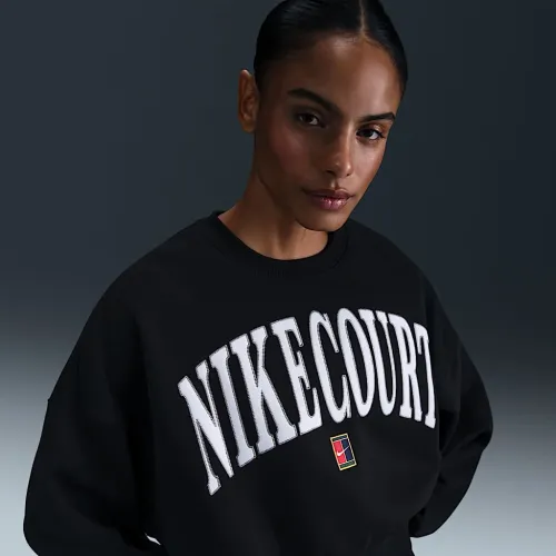 NikeCourt Phoenix Fleece женская Over-оверсайз Crew-Neck Tennis свитшот цвет черный