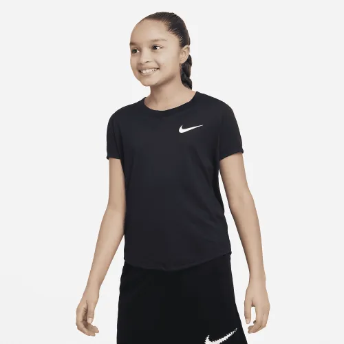 Nike Dri-FIT Big детские (Girls') тренировочные футболка цвет черный