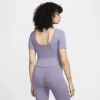 Nike Sportswear Chill Knit жіноча Tight Scoop-Back Short-Sleeve Mini-Rib Top колір фіолетовий