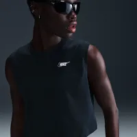 Nike Sportswear Club женская Sleeveless Cropped Graphic футболка цвет черный