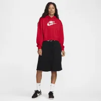 Nike Sportswear Club Fleece женская оверсайз Crop Graphic Толстовка с капюшоном цвет красный