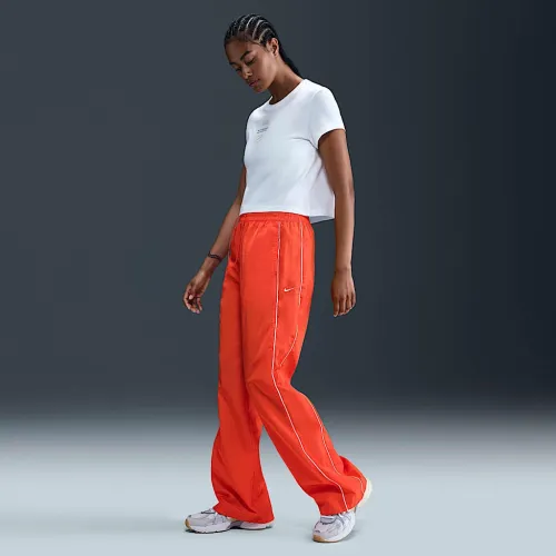 Nike Windrunner женская С высокой Талией Woven Open-Hem Pants цвет красный
