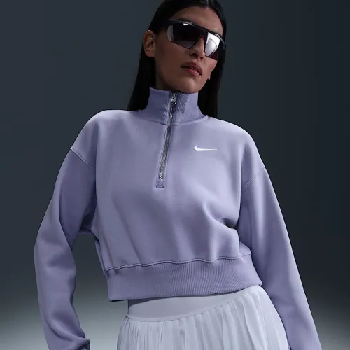 Nike Sportswear Phoenix Fleece женская 1/2-Zip Cropped свитшот цвет фиолетовый