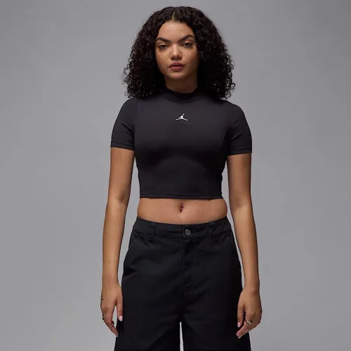Nike Jordan жіноча Short-Sleeve Knit Crop Top колір чорний