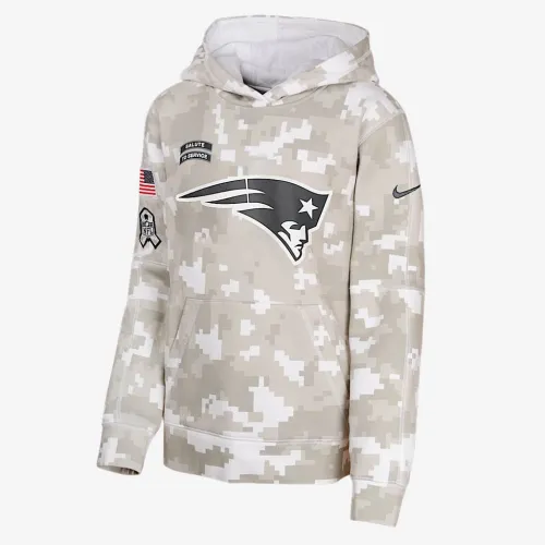 New England Patriots Salute to Service Primary Edge Club Big дитячі Nike NFL Pullover Толстовка з капюшоном колір білий
