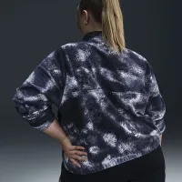 Nike One женская Therma-FIT оверсайз 1/2-Zip Fleece Printed Top (большие размеры) цвет черный