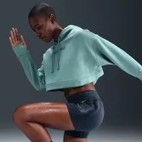 Nike Pro женская Therma-FIT Fleece Толстовка с капюшоном цвет зеленый