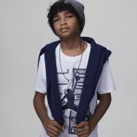 Nike Air Jordan Big детские AJ11 Vertical Columns футболка цвет белый