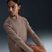 Nike Dri-FIT One женская Crew-Neck French Terry свитшот цвет коричневый