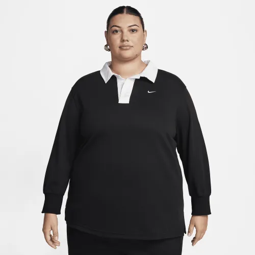 Nike Sportswear Essential жіноча оверсайз Long-Sleeve Polo (великі розміри) колір чорний