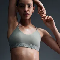 Nike Indy Light Support женская Padded Adjustable Sports Bra цвет зеленый