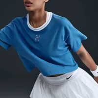Nike Heritage женская Dri-FIT Short-Sleeve Cropped футболка синий