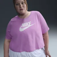 Nike Sportswear Essential женская Cropped Logo футболка (большие размеры) Pink