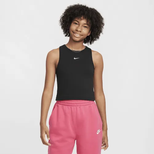 Nike Sportswear Girls' Ribbed Tank Top колір чорний