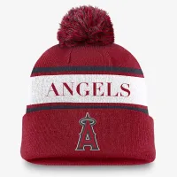Los Angeles Angels Team Stripe Peak чоловічі Nike MLB Cuffed Pom Beanie колір червоний