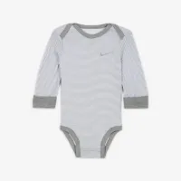 Nike Baby Essentials Baby (0-9M) Long Sleeve Bodysuits (3 Pack) цвет серый