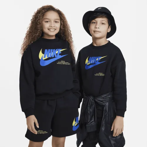Nike Sportswear Icon Fleece Big дитячі оверсайз світшот колір чорний
