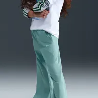 Nike Sportswear Big детские (Girls') Woven Wide-Leg Pants цвет зеленый