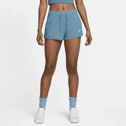 Nike Sportswear женская С высокой Талией Ribbed Jersey шорты синий