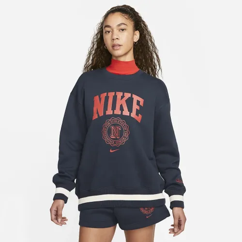 Nike Sportswear Phoenix Fleece Heritage женская оверсайз Crew-Neck свитшот синий