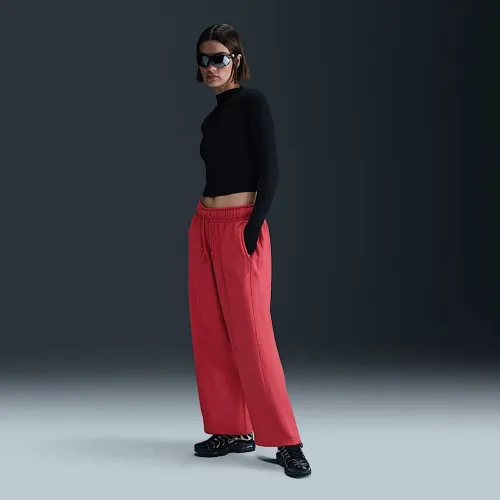 Nike Sportswear жіноча Mid-Rise оверсайз Open-Hem French Terry Pants колір червоний