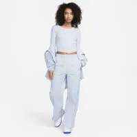 Nike Sportswear Chill Knit жіноча Tight Scoop-Back Long-Sleeve Mini-Rib Top блакитний