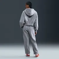 Nike Sportswear Phoenix Fleece женская Loose Full-Zip Cropped Толстовка с капюшоном цвет серый
