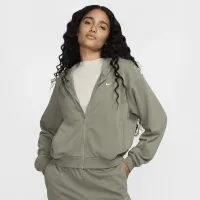 Nike Sportswear Chill Terry женская Loose Full-Zip French Terry Толстовка с капюшоном цвет зеленый