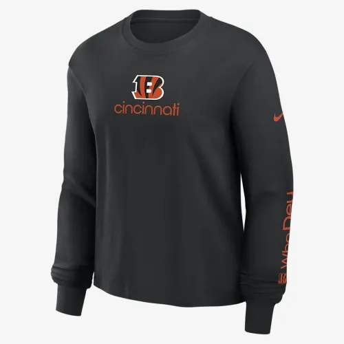 Cincinnati Bengals Boxy женская Nike NFL Long-Sleeve футболка цвет черный