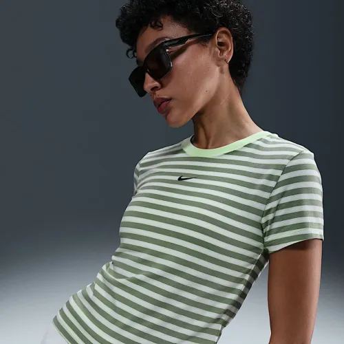 Nike Sportswear Chill Knit жіноча Slim Striped футболка колір зелений