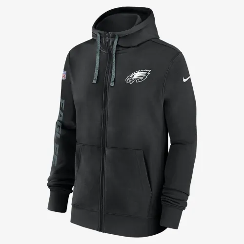 Philadelphia Eagles Sideline Team Issue Club чоловічі Nike Full Zip Толстовка з капюшоном колір чорний