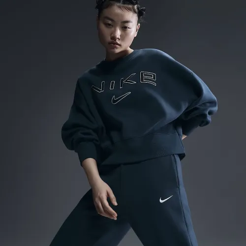Nike Sportswear Phoenix Fleece женская Over-оверсайз Crew-Neck Logo свитшот синий