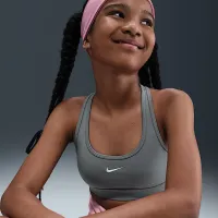 Nike Swoosh Girls' Sports Bra колір сірий