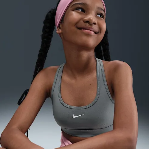 Nike Swoosh Girls' Sports Bra колір сірий