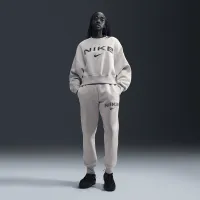Nike Sportswear Phoenix Fleece жіноча Over-оверсайз Crew-Neck Logo світшот колір коричневий