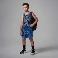 Nike Jordan Dri-FIT Big детские MJ Printed Sport Diamond шорты синий