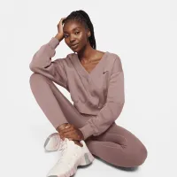 Nike Sportswear Phoenix Fleece женская Cropped V-Neck Top цвет фиолетовый