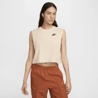 Nike Sportswear Club жіноча Sleeveless Cropped Top колір коричневий