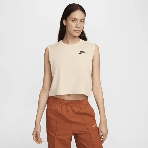 Nike Sportswear Club жіноча Sleeveless Cropped Top колір коричневий