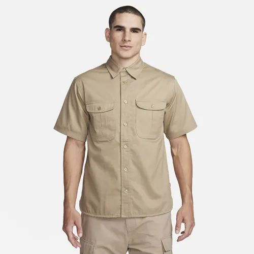 Nike SB Tanglin Short-Sleeve Woven Button-Up Skate Top колір коричневий