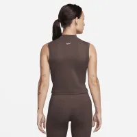 Nike One Fitted женская Dri-FIT Mock-Neck Cropped Tank Top цвет коричневый